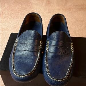 Men's Blue Leather Loafers